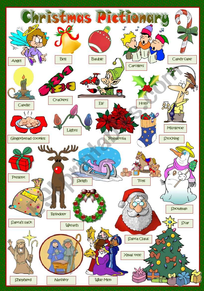 CHRISTMAS PICTIONARY worksheet