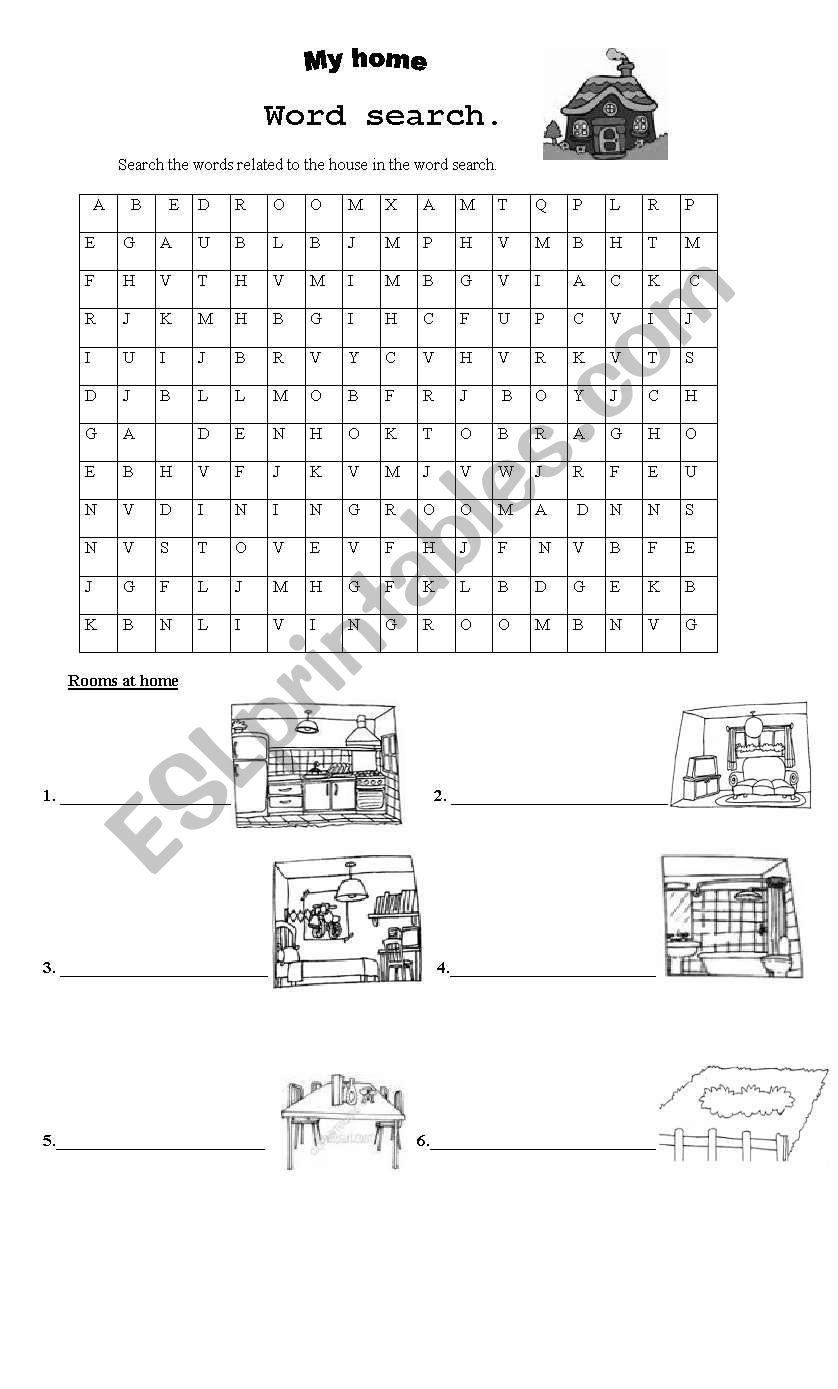 Rooms at home worksheet