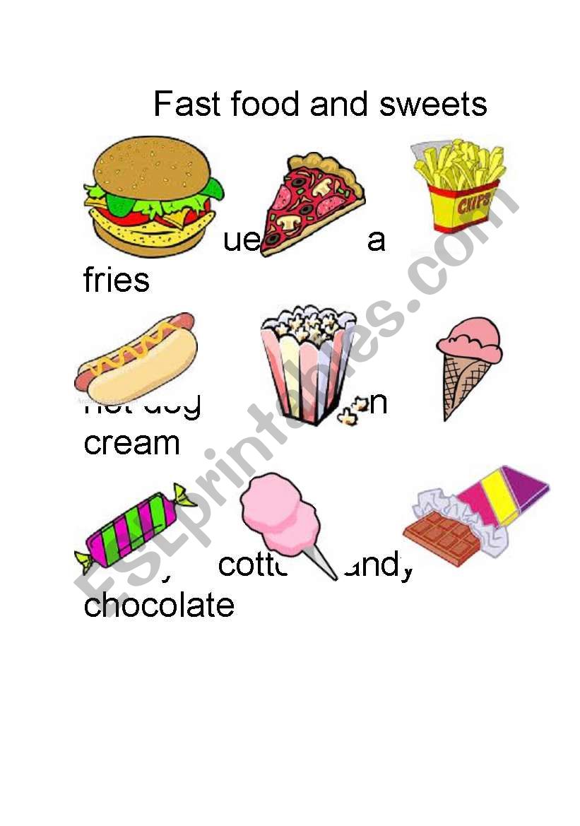 fast food and sweets worksheet