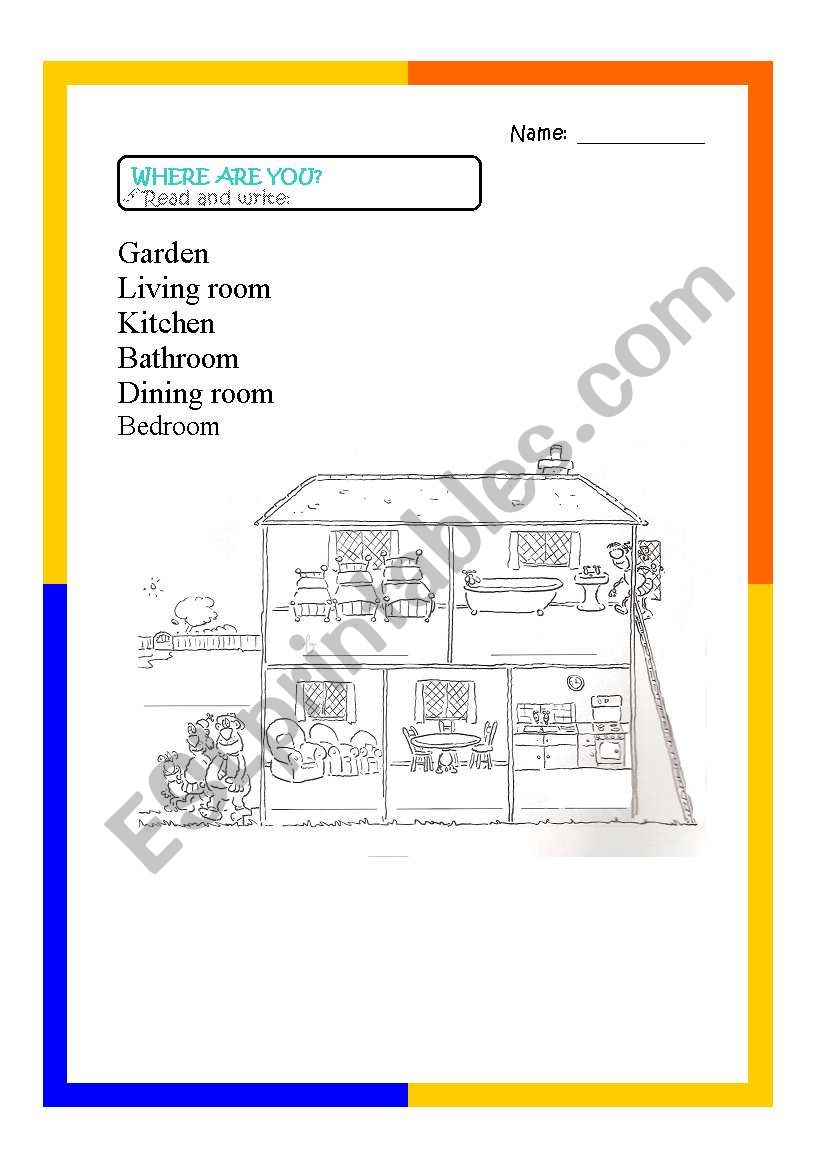 Parts of the house worksheet