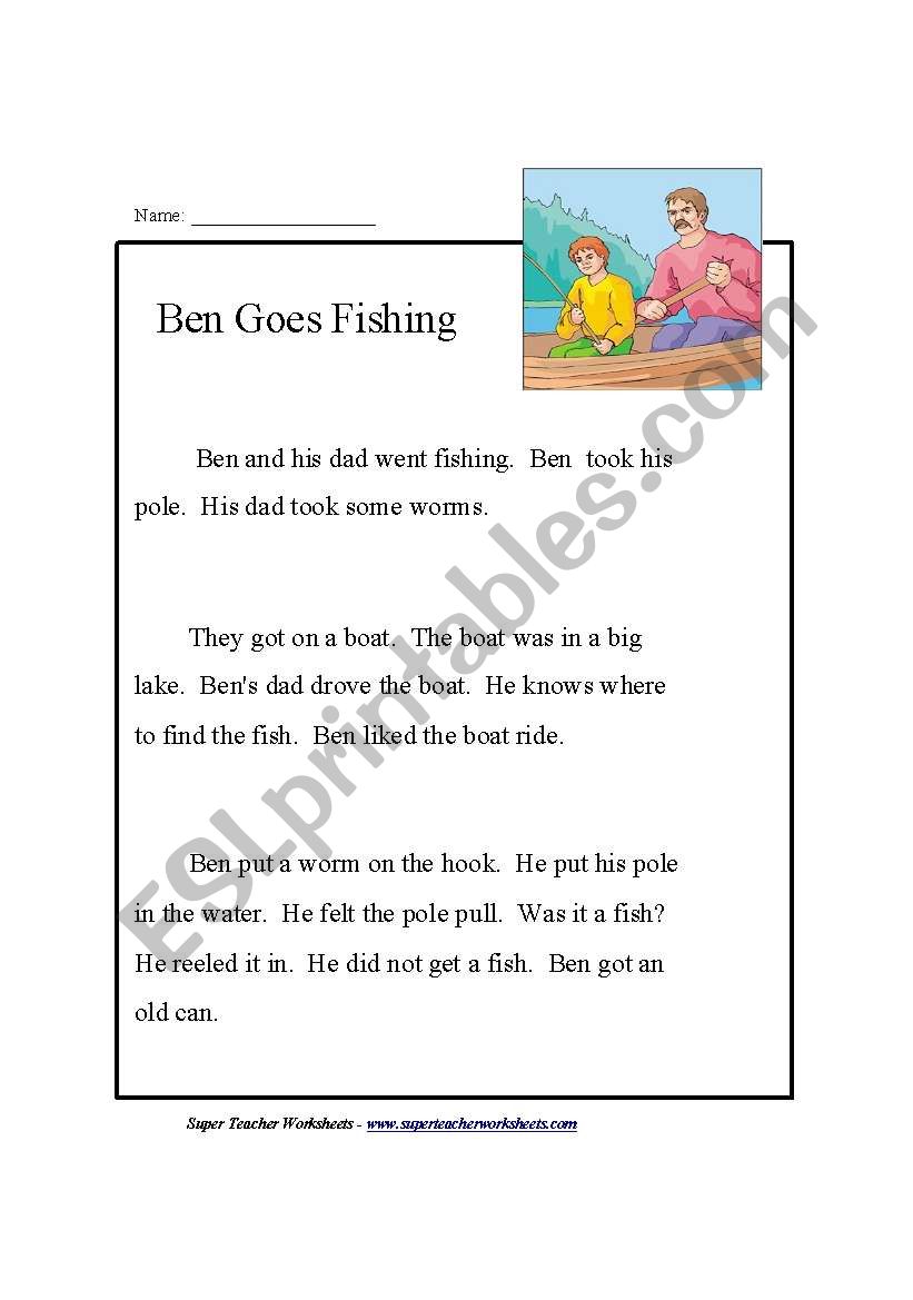 fishing worksheet