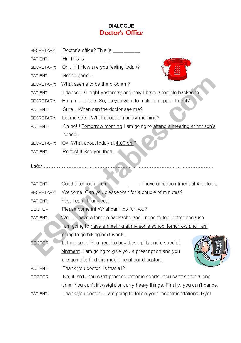 doctoÂ´s office worksheet