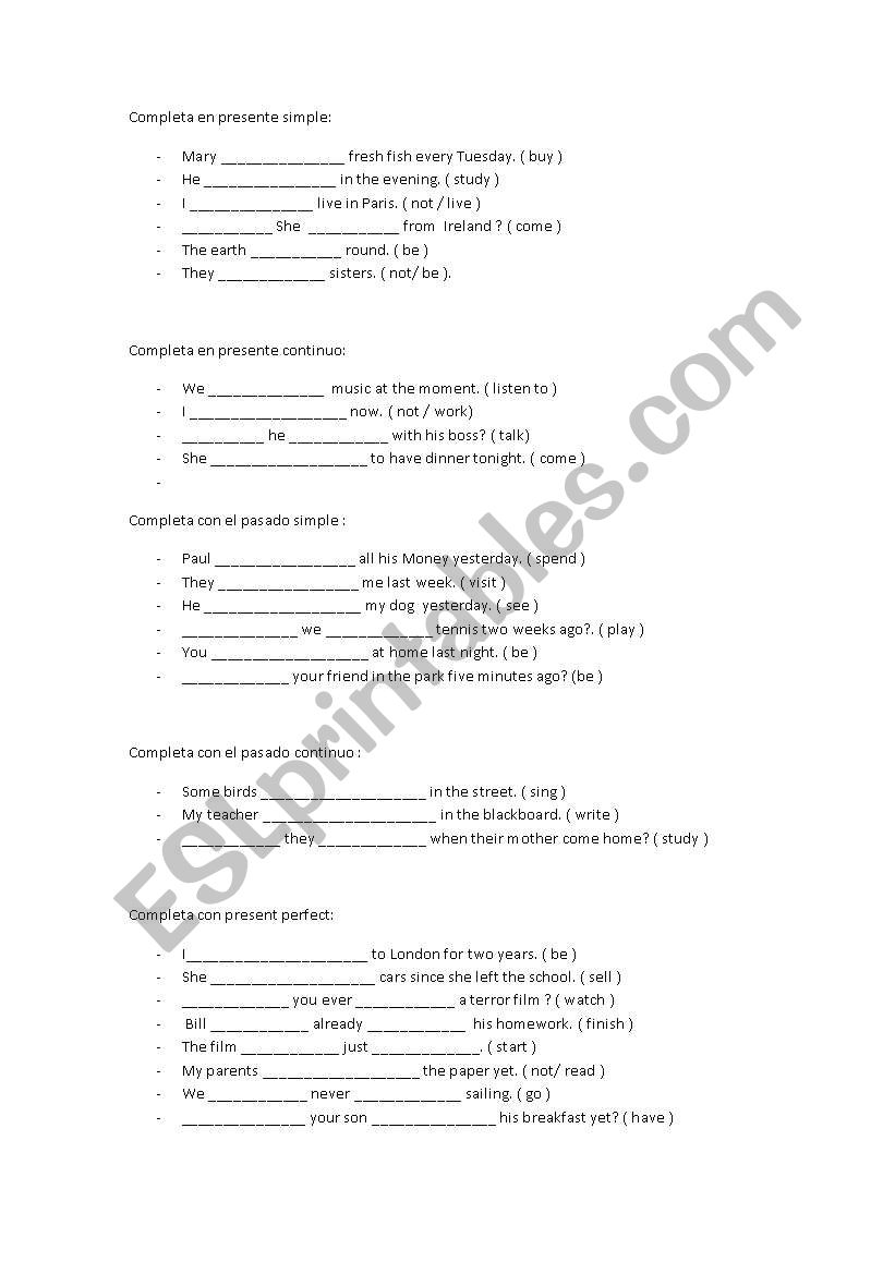 Present simple worksheet