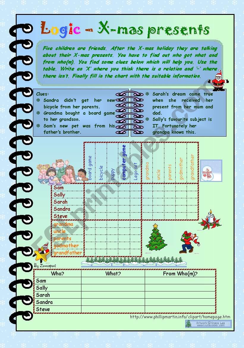 Logic game (2nd) *** X-mas presents *** with key *** elementary