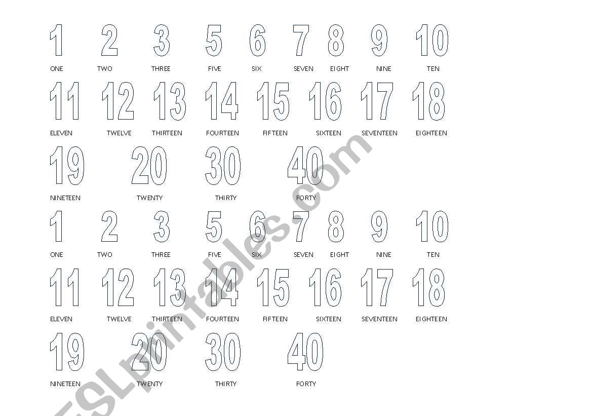 THE NUMBERS worksheet