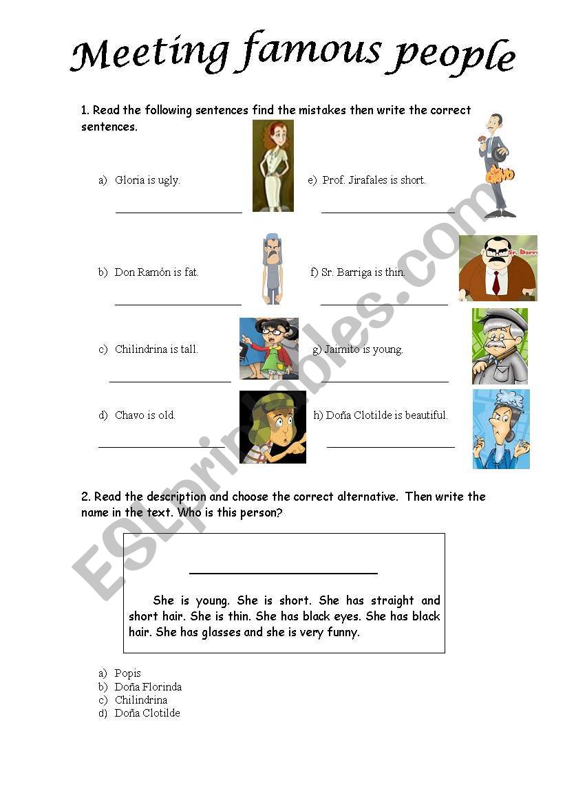 Physical Appearance worksheet