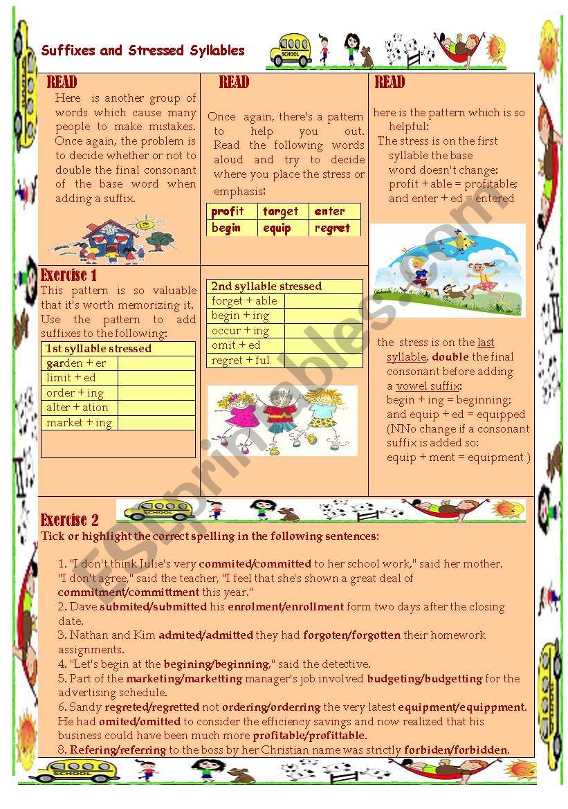 suffixes and stressed syllables