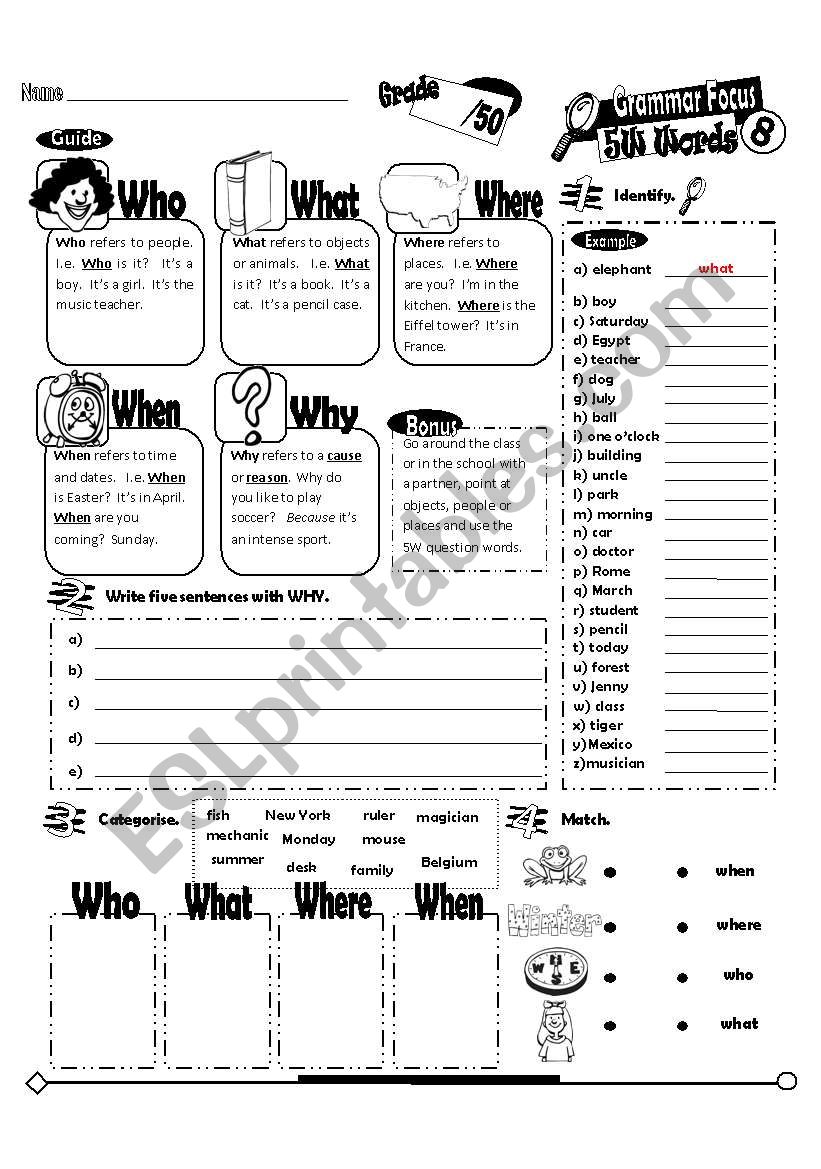 Grammar Focus Series_08 5W Question Words (Fully Editable + Key)