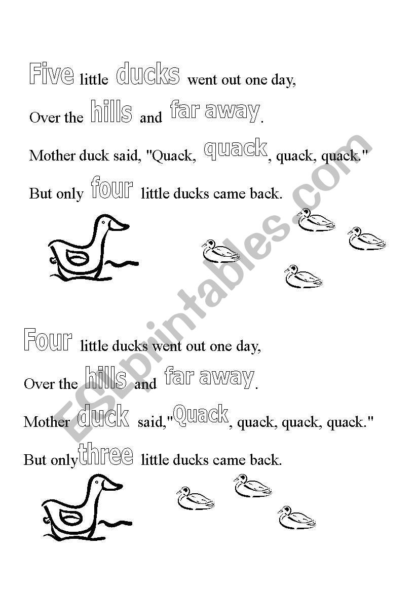 5 little ducks worksheet