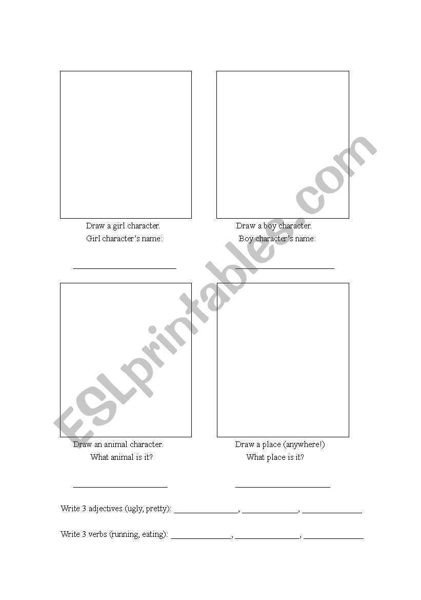 Writing a Story part 1 worksheet
