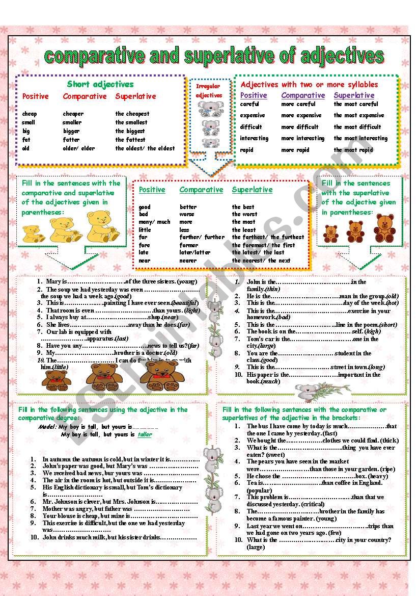 Comparative and superlative of adjectives