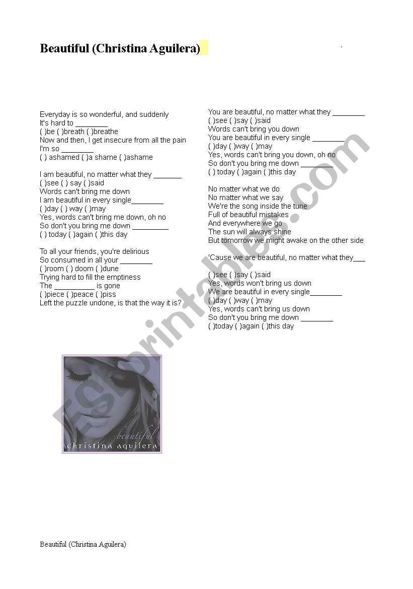 Song - Beautiful worksheet