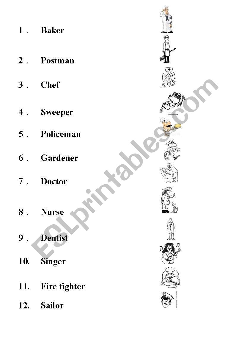 Job cross matching worksheet worksheet