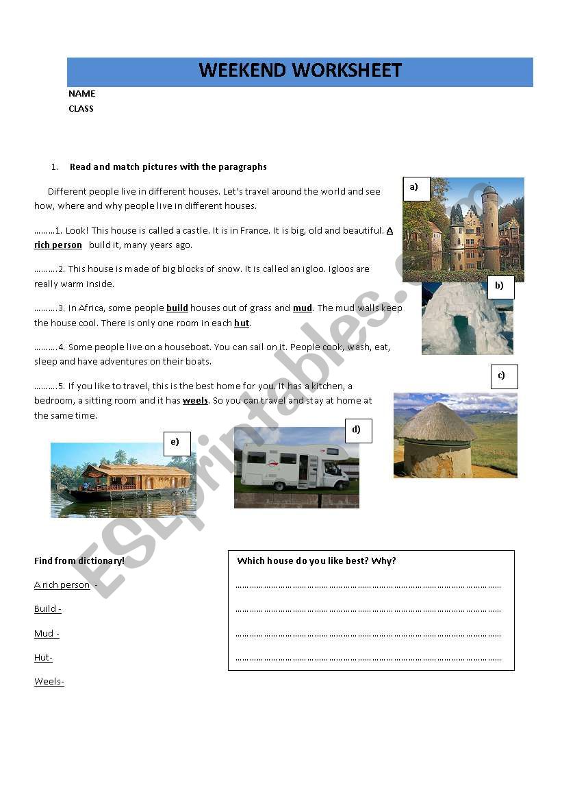 People and about them worksheet