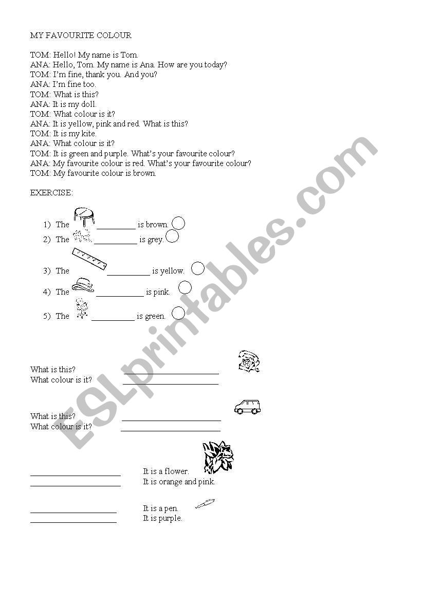 My favourite colour worksheet