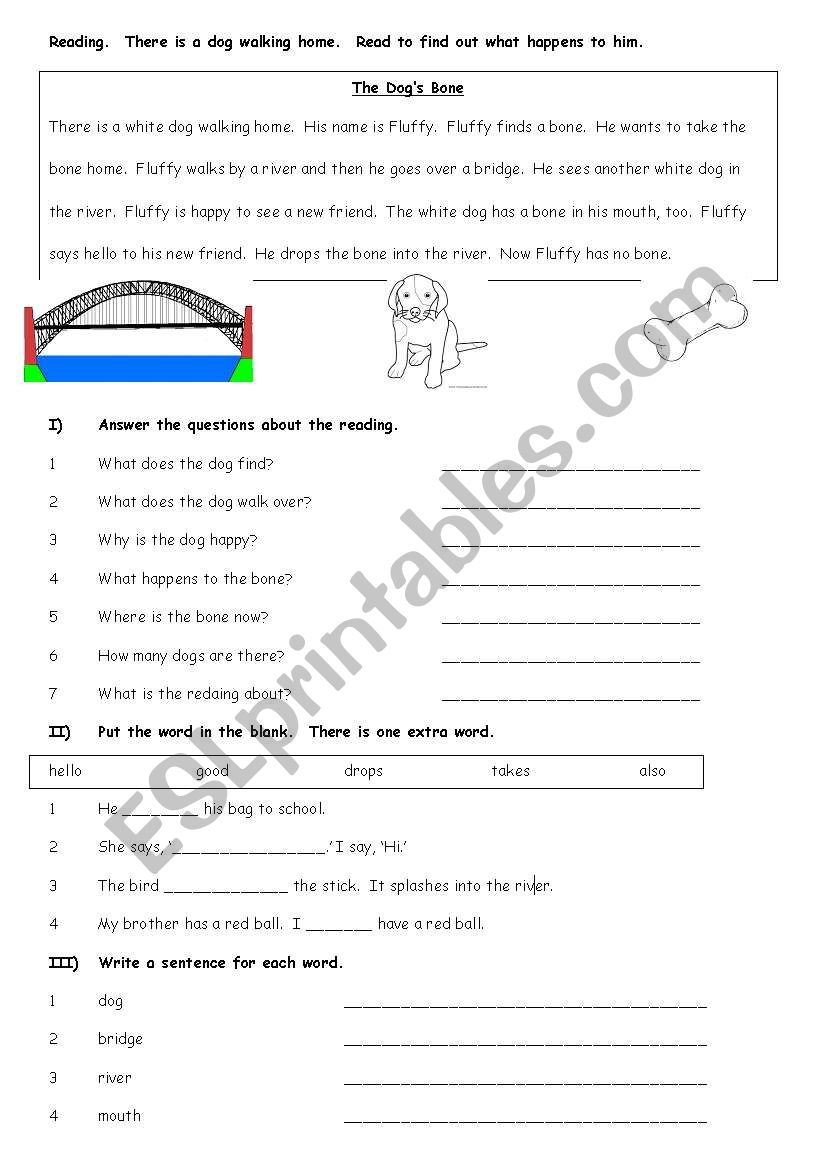 The Dogs Bone worksheet