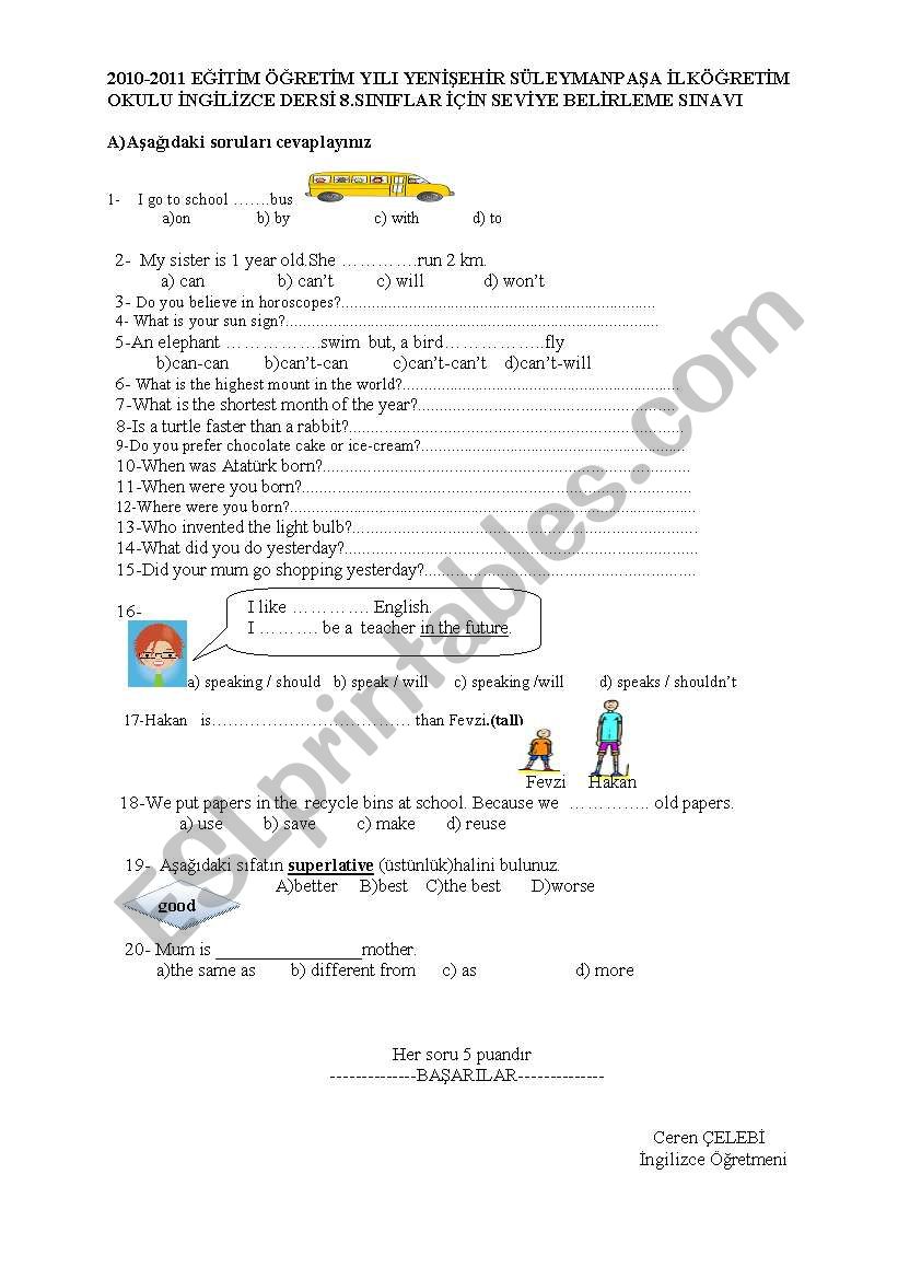 8th grade worksheet