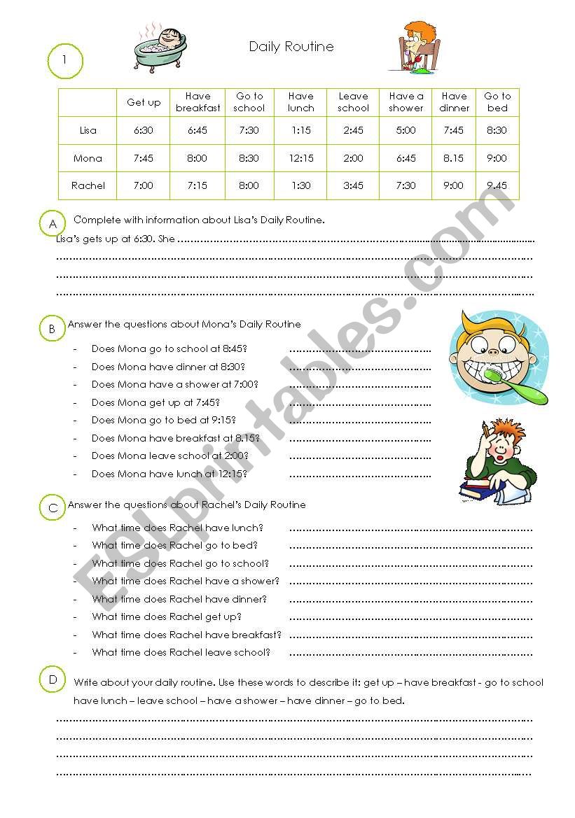 Daily Routine worksheet