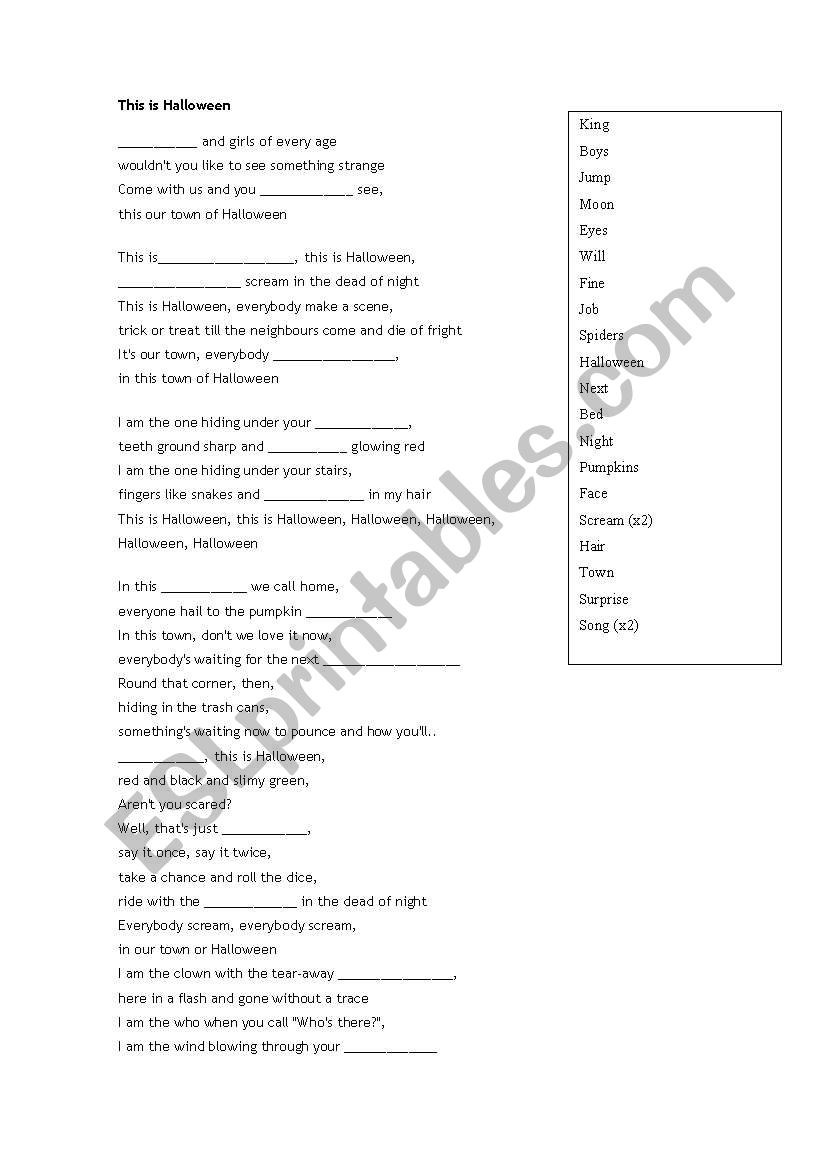 This is Halloween Song worksheet