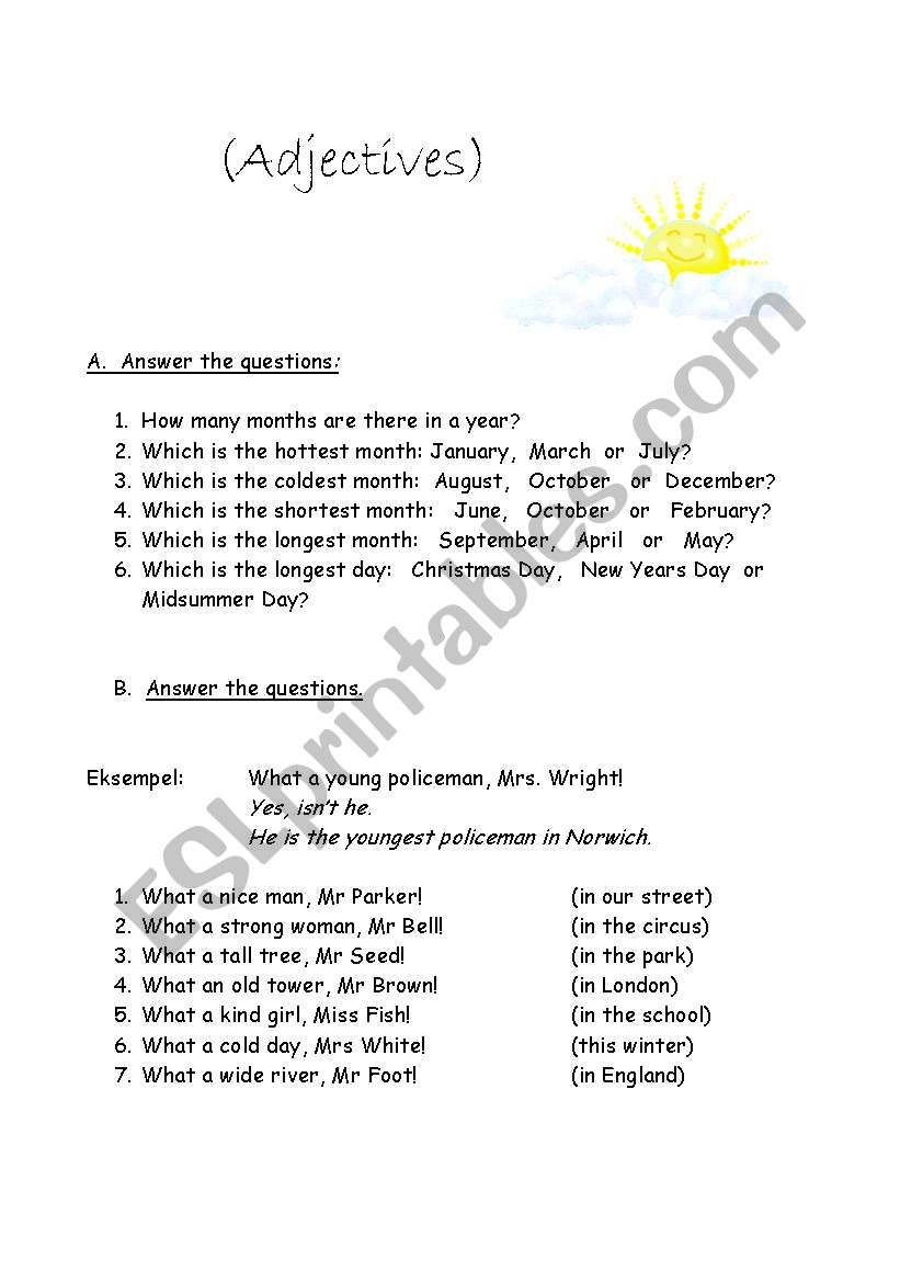 Adjectives worksheet