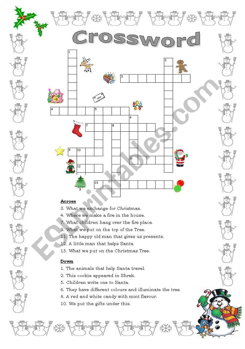 Christmas Vocabulary Crossword