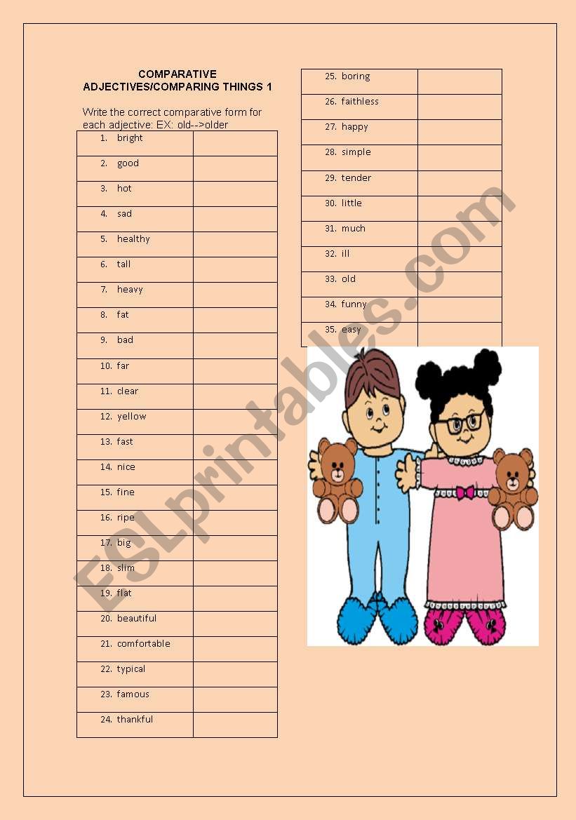 Comparative Adjectives worksheet