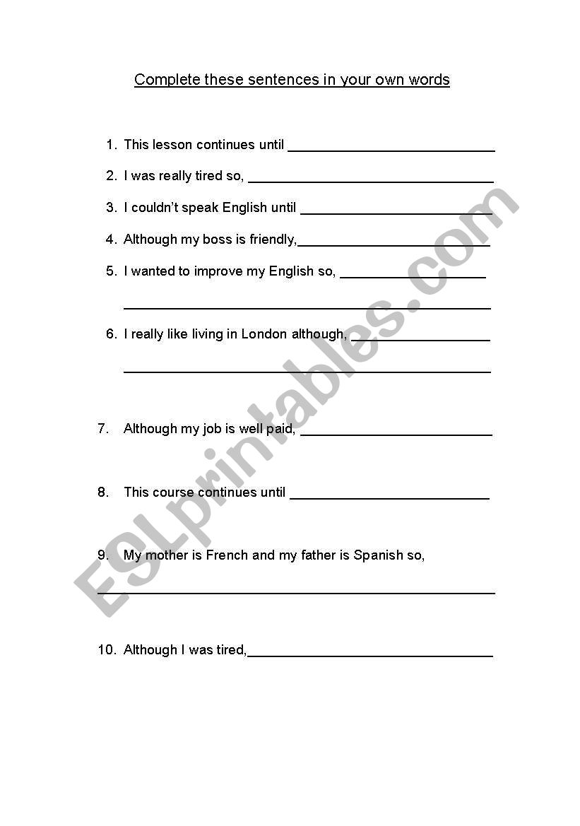 linking words part 3 worksheet