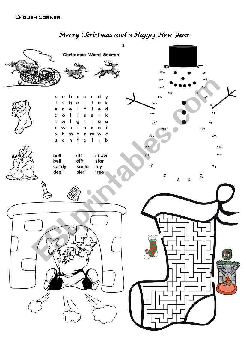 x-mas activities worksheet