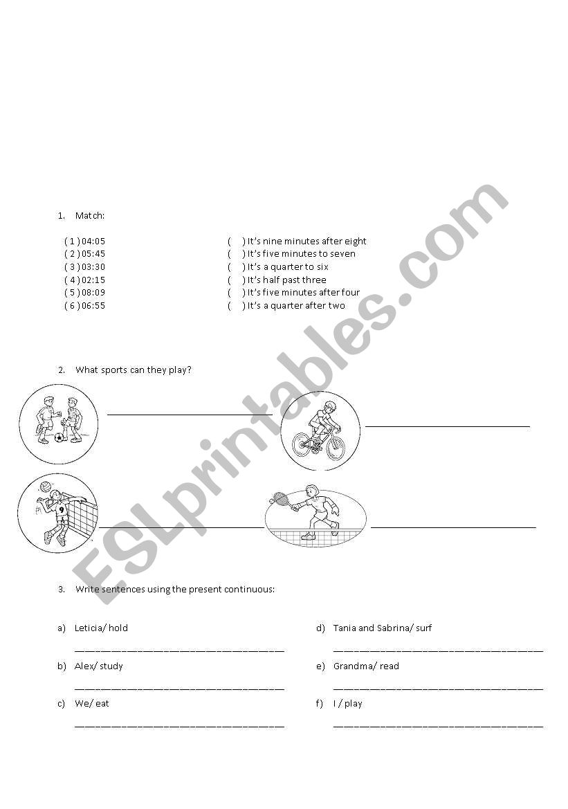 hour worksheet