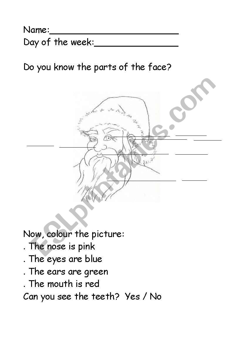 lavel the parts of the face worksheet