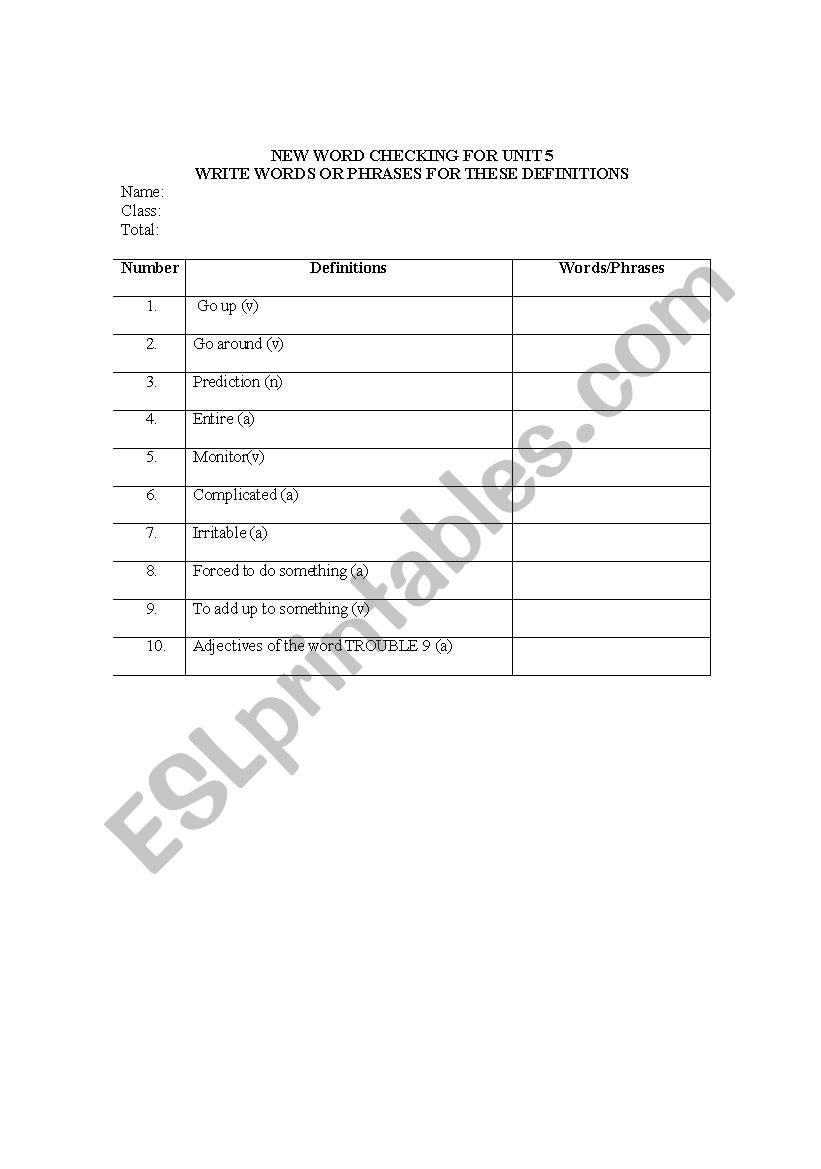 new word checking worksheet