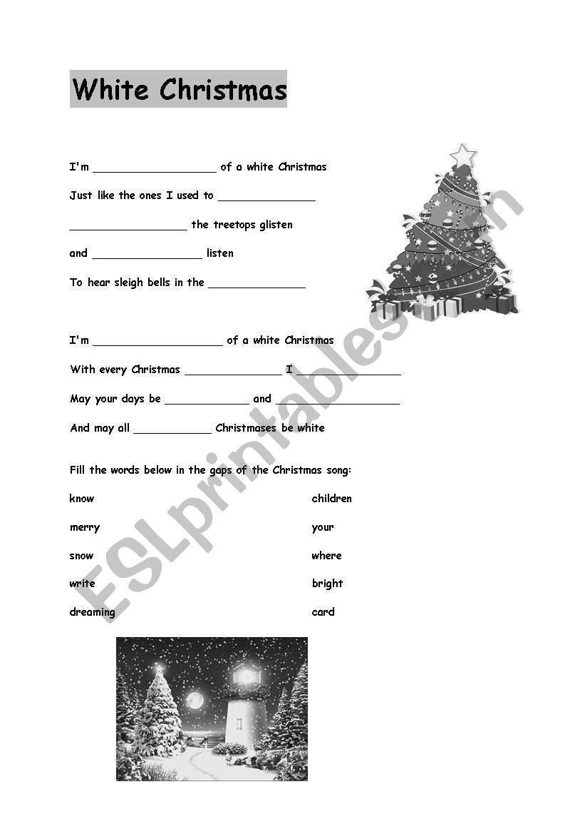 White Christmas worksheet