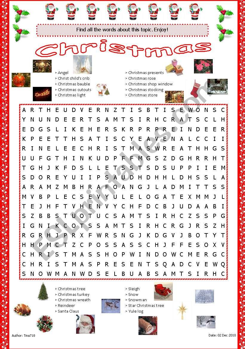 Christmas Word Search worksheet