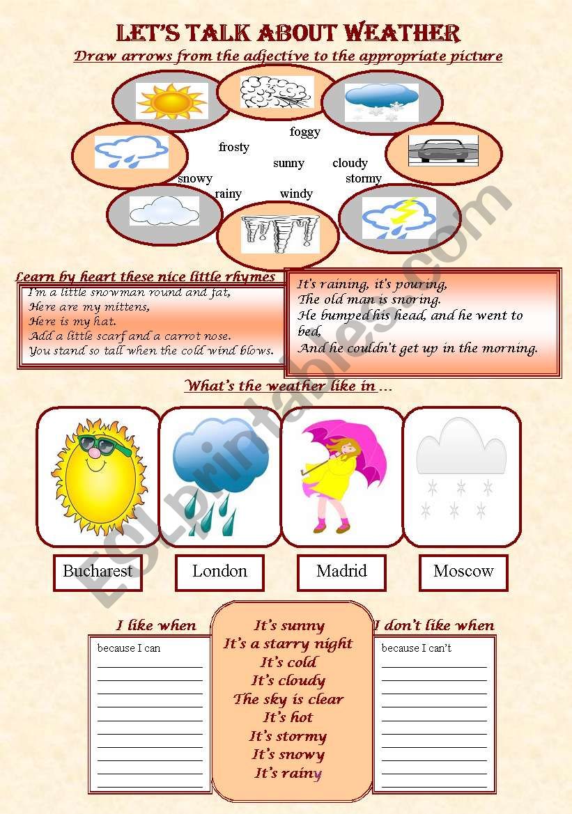 Lets talk about weather worksheet