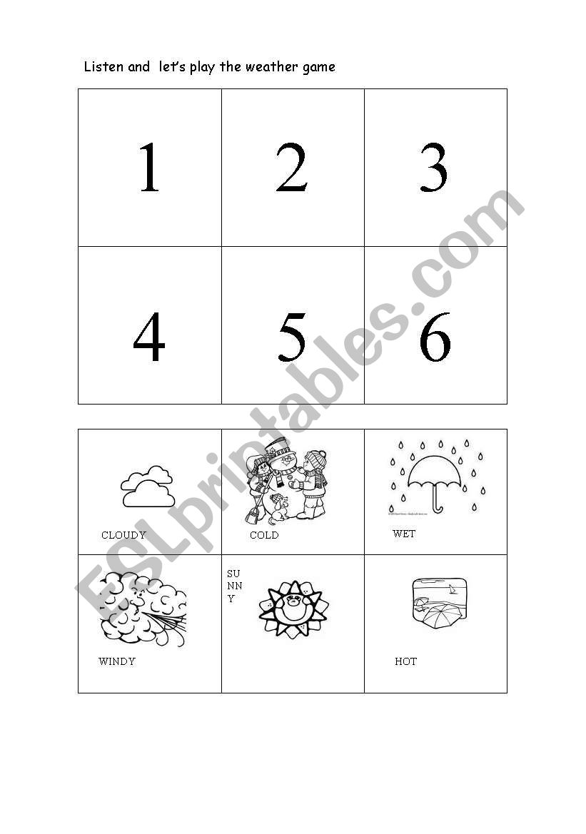 weather listening game worksheet