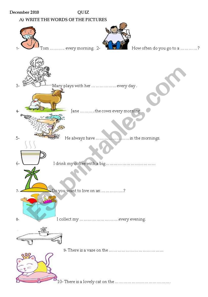 VOCABULARY QUIZ  worksheet