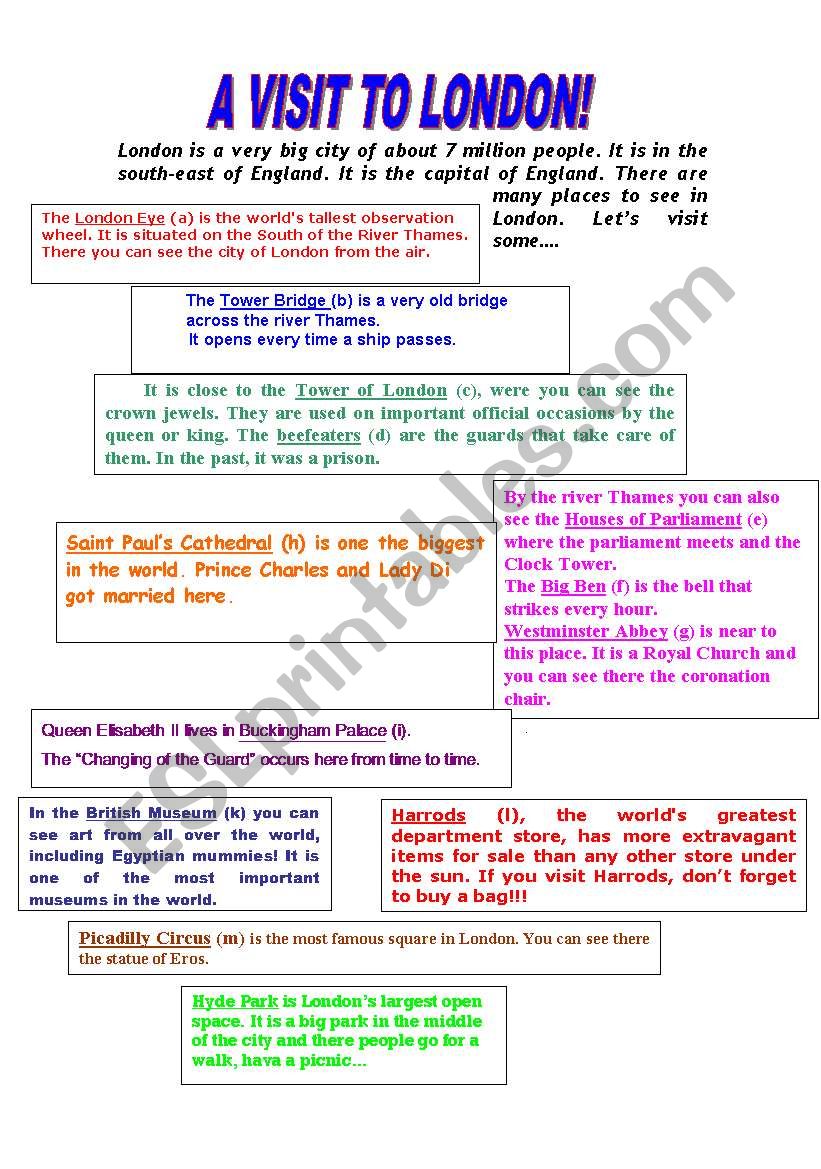 A visit to London worksheet