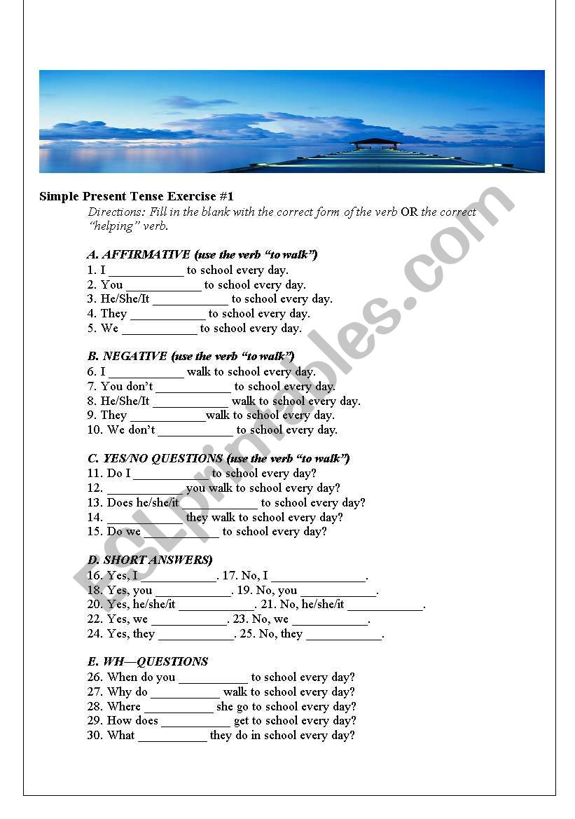 Verb Tense Excercise worksheet