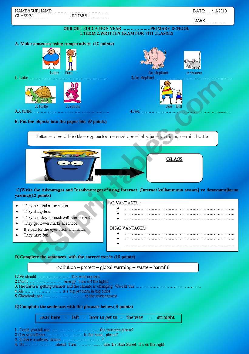 2011 7th grade 1st term 2nd exam