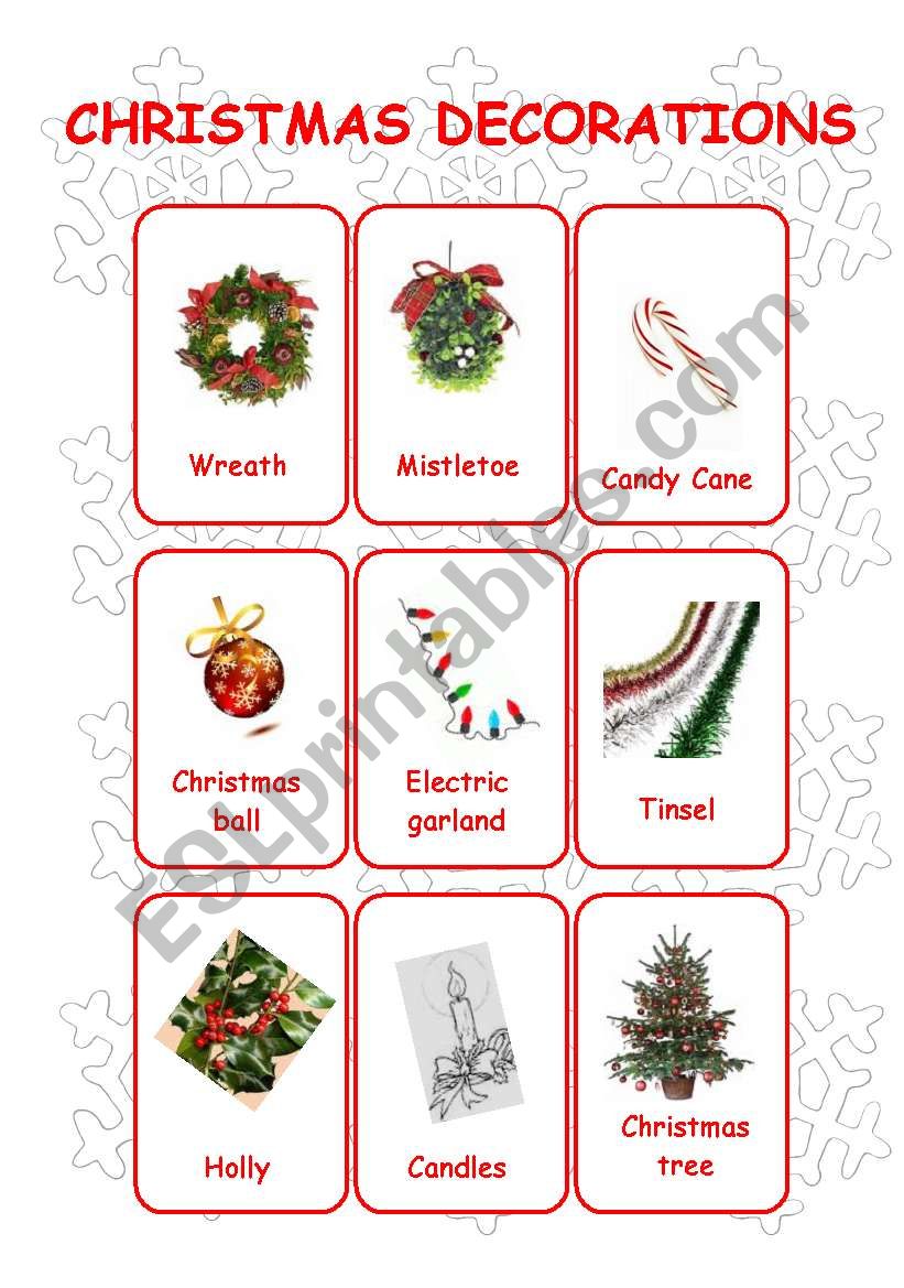 CHRISTMAS FLASHCARDS (set 1 - decorations)