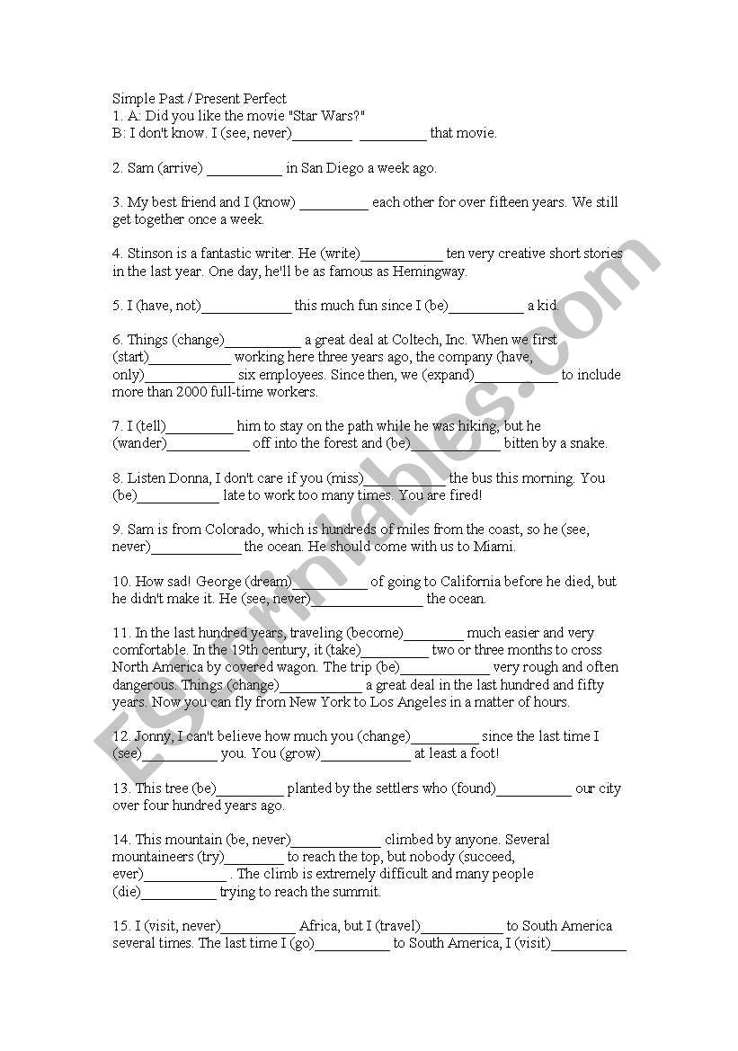 Past Simple worksheet