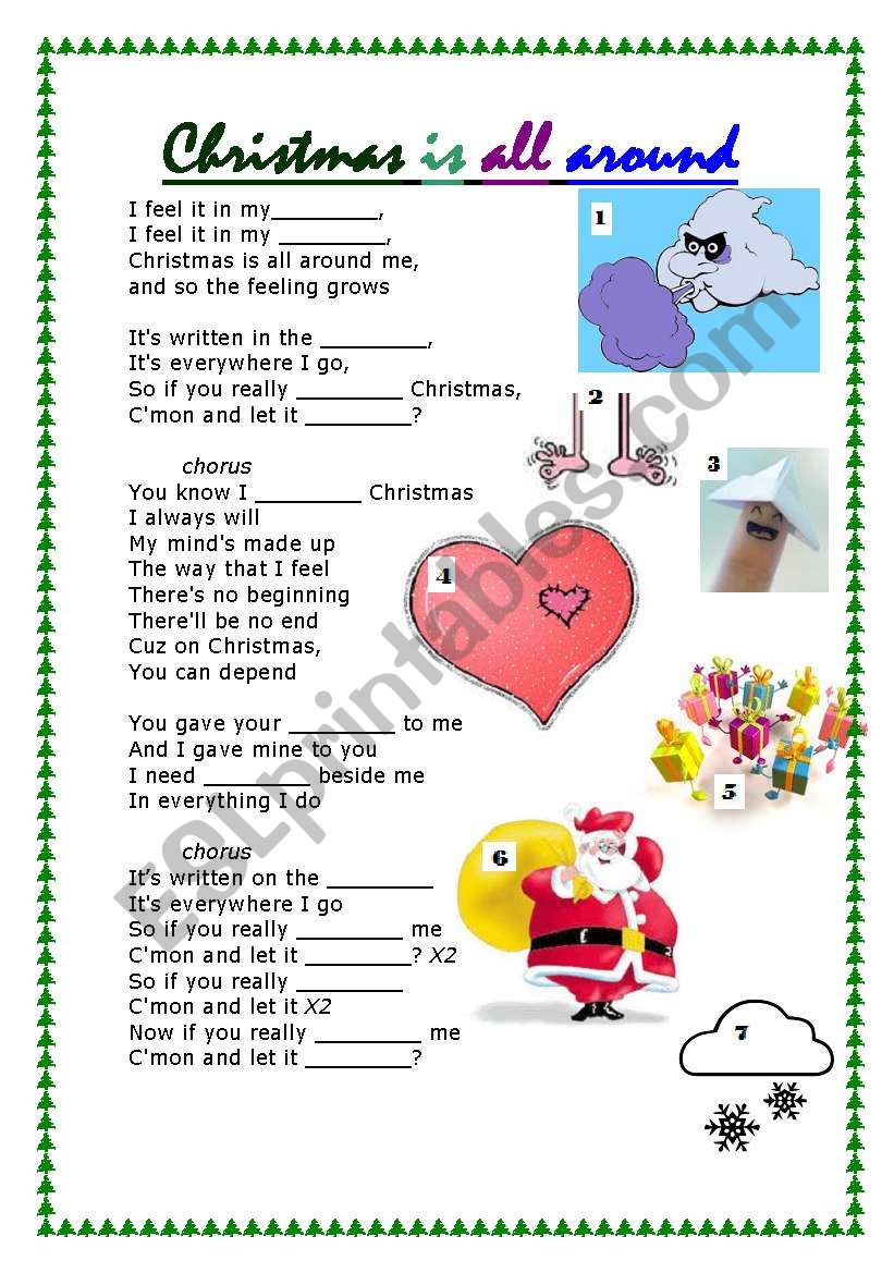 Christmas is all around worksheet