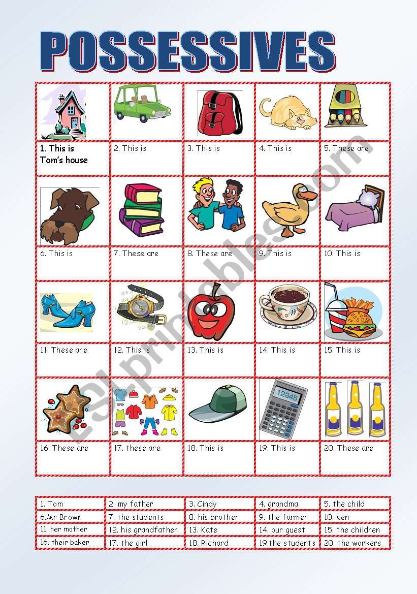 Possessives for beginners worksheet