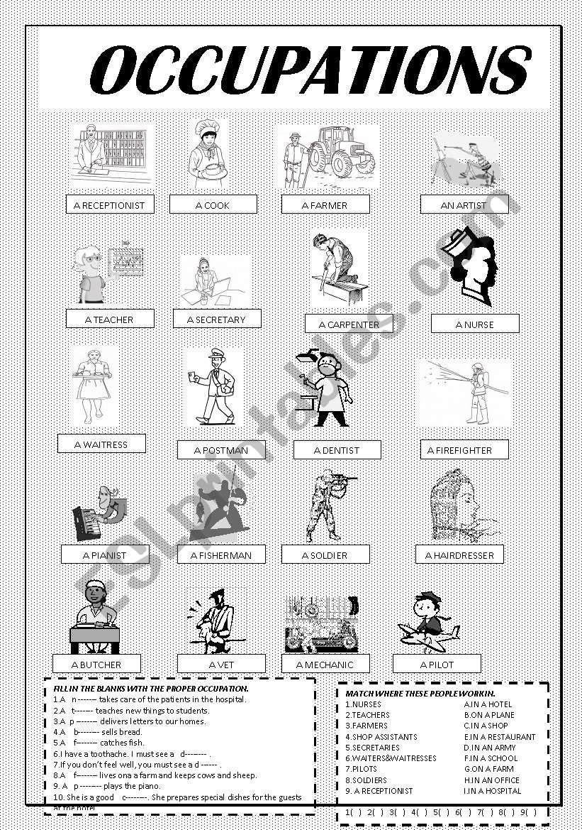 OCCUPATIONS worksheet