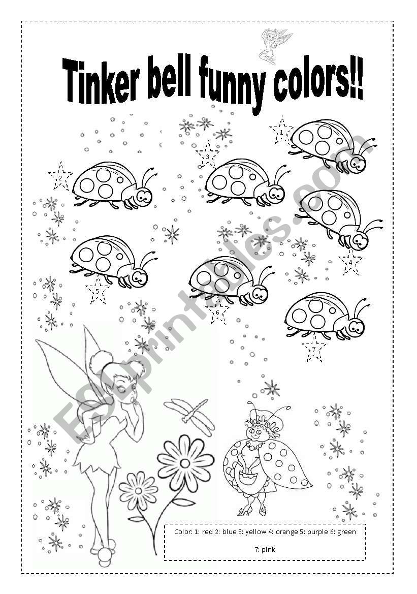 Tinker bell funny colors. worksheet