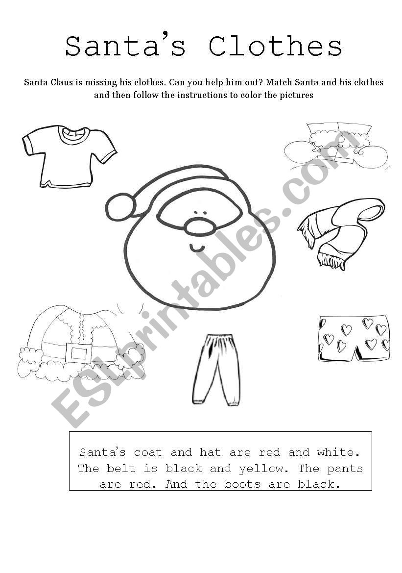 Santas Clothes worksheet