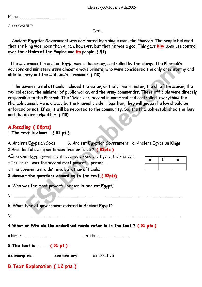 Mid Term Exam worksheet