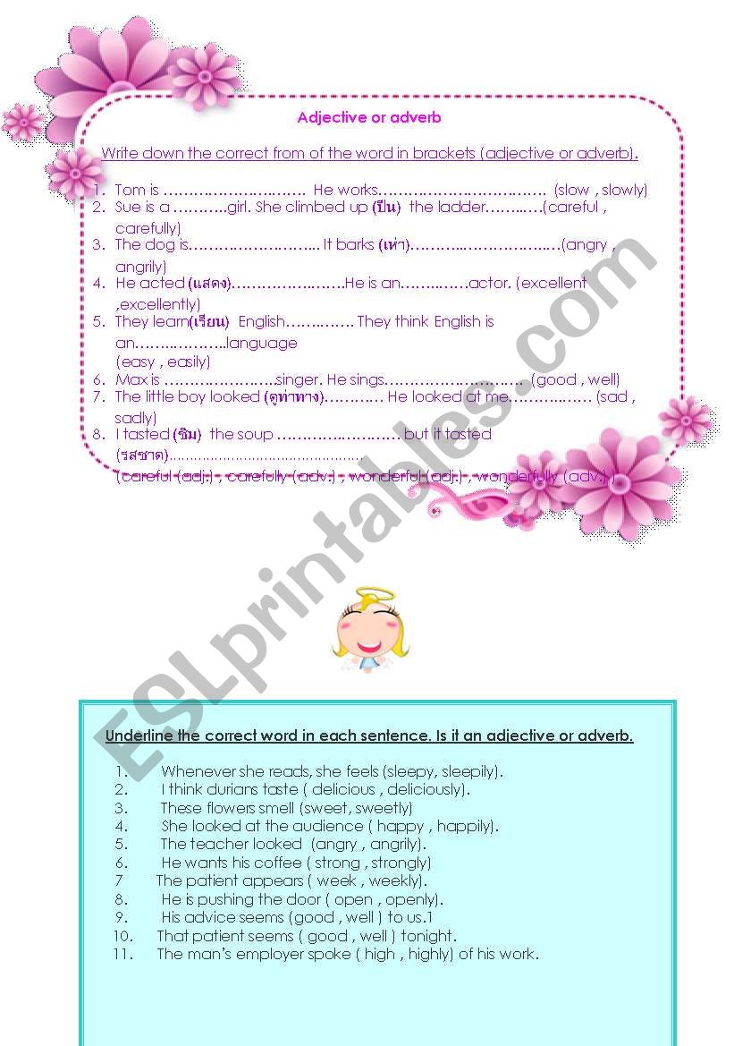 adjectives vs adverbs worksheet