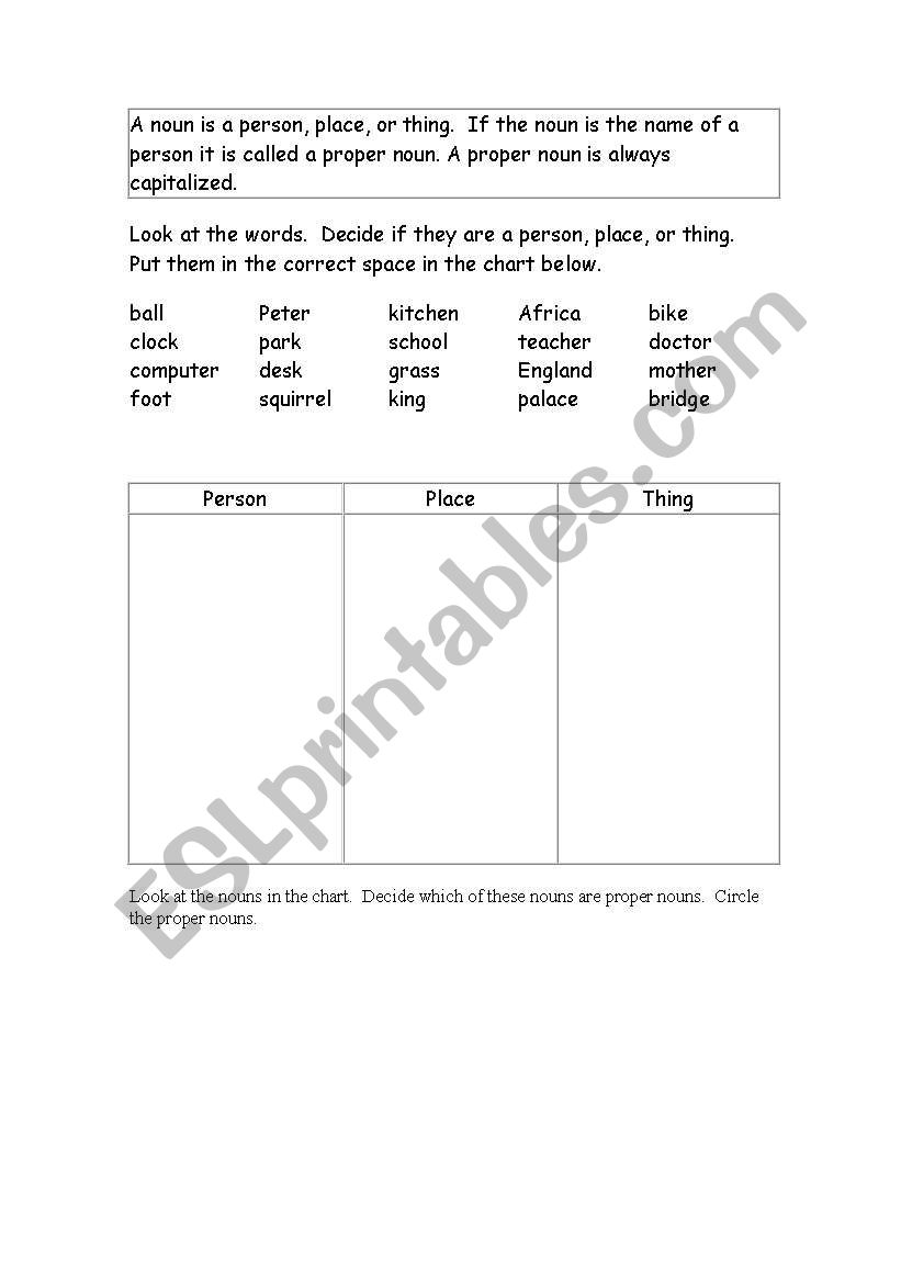 nouns worksheet