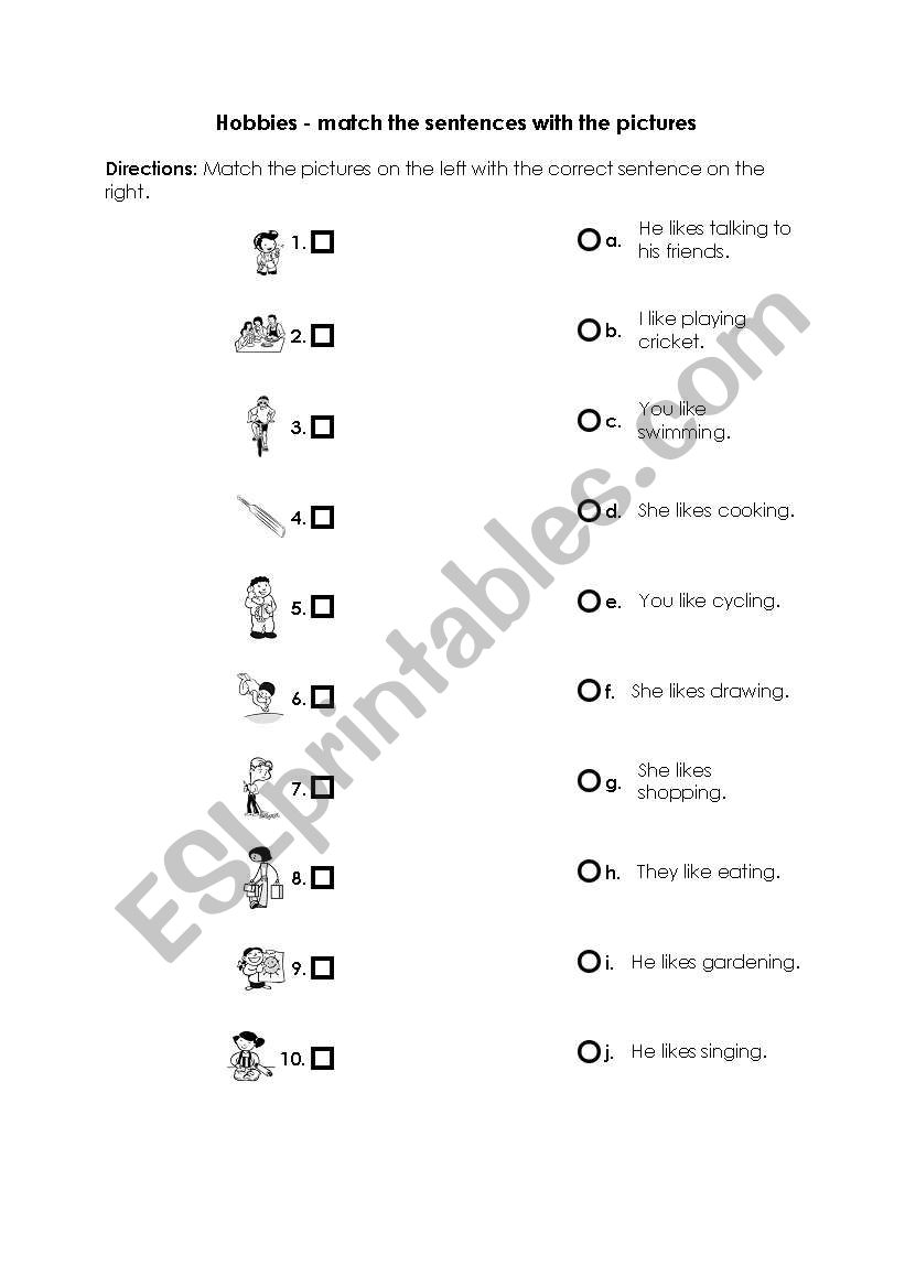 Matching sentences to pictures